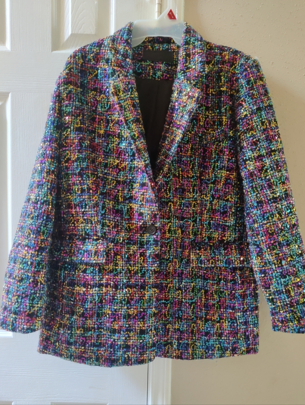 Anthropologie Blank NYC Multicolored Sequin Rainbow Tweed Blazer Medium ✨✨